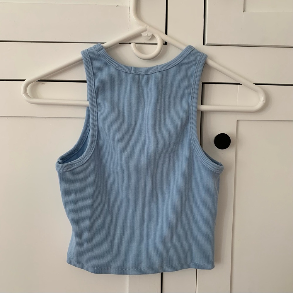 SWS Essentials Baby Blue Ribbed Tank Top Size Medium - Picture 2 of 5